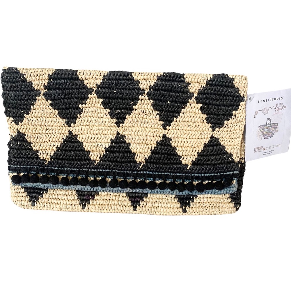 Sensi Studio Rombos Woven Straw Clutch